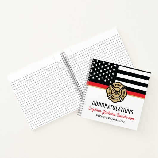 Firefighter Retirement Thin Red Line Gästebuch Notizblock (Innenseite)