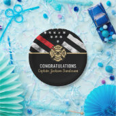 Firefighter Retirement Thin Red Line Pappteller (Party)