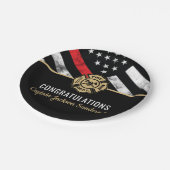 Firefighter Retirement Thin Red Line Pappteller (Schrägansicht)