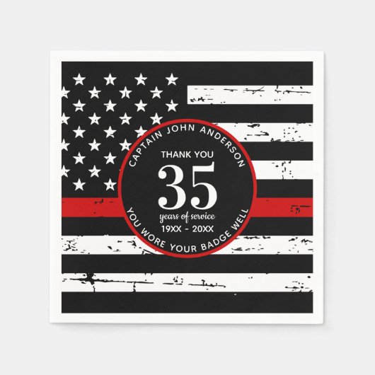 Firefighter-Ruhestand Party Custom Thin Red Line Serviette (Vorderseite)