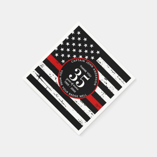 Firefighter-Ruhestand Party Custom Thin Red Line Serviette (Ecke)