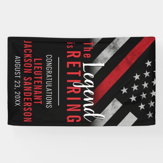 Firefighter Ruhestand Party Red Line Flag Feuerweh Banner (Horizontal)