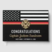 Firefighter Ruhestand Party Red Line Flag Feuerweh Gästebuch (Vorderseite)
