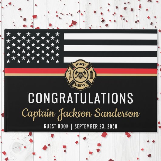 Firefighter Ruhestand Party Red Line Flag Feuerweh Gästebuch