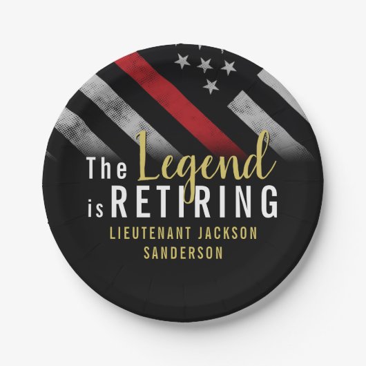 Firefighter Ruhestand Party Red Line Flag Feuerweh Pappteller (Vorderseite)