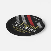 Firefighter Ruhestand Party Red Line Flag Feuerweh Pappteller (Schrägansicht)