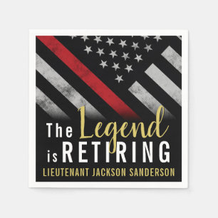 Firefighter Ruhestand Party Red Line Flag Feuerweh Serviette