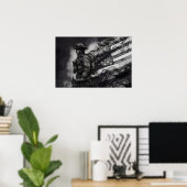 Firefighter Smoke Ink American Flag Tribute Poster (Heimbüro)