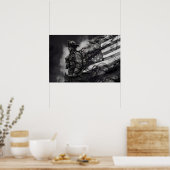 Firefighter Smoke Ink American Flag Tribute Poster (Küche)