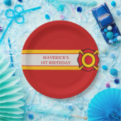 Firefighter Sound The Alarm 1st Birthday Pappteller (Party)