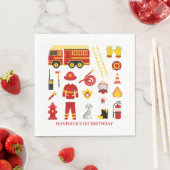 Firefighter Sound The Alarm Birthday Serviette (Beispiel)