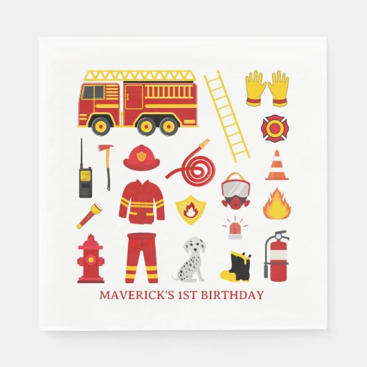 Firefighter Sound The Alarm Birthday Serviette (Vorderseite)