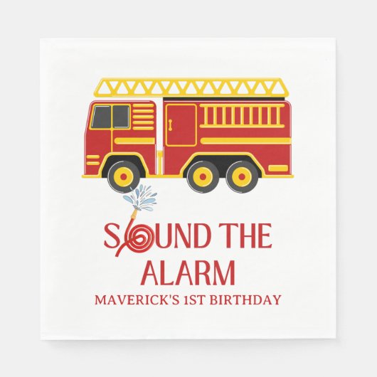 Firefighter Sound The Alarm Birthday Serviette (Vorderseite)