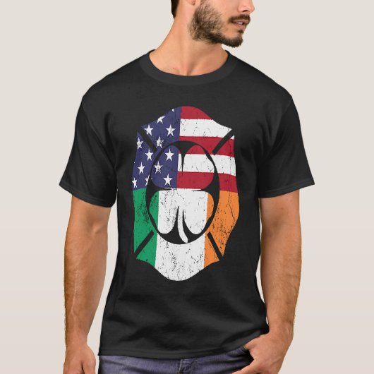 Firefighter St Patricks Day Irish American Flag Sh T-Shirt (Vorderseite)