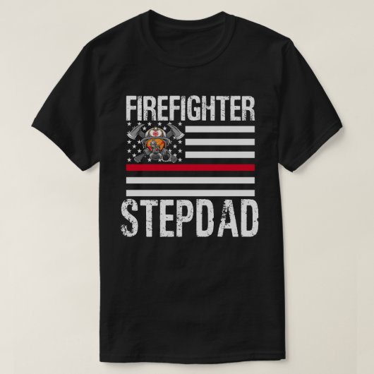 Firefighter STEPDAD Unterstützung der dünnen roten T-Shirt (Design vorne)
