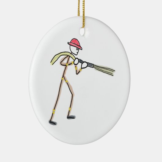Firefighter Stickman Keramik Ornament (Rechts)