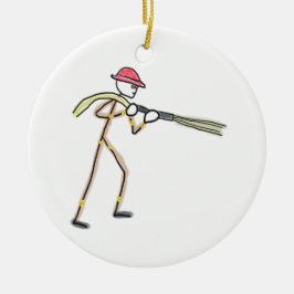 Firefighter Stickman Keramik Ornament
