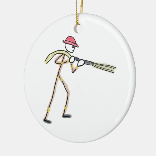 Firefighter Stickman Keramik Ornament (Links)