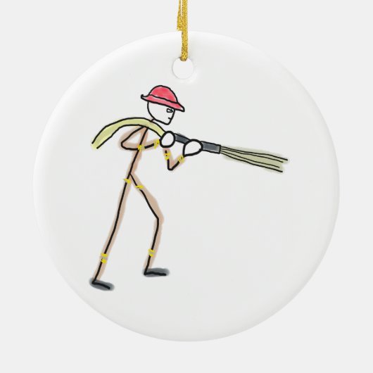 Firefighter Stickman Keramik Ornament (Hinten)