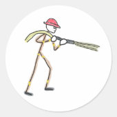 Firefighter Stickman Runder Aufkleber (Vorderseite)