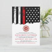 Firefighter Style American Flag Party White Einlad Einladung (Stehend Vorderseite)
