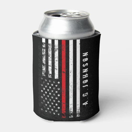 Firefighter Styled Distressed American Flag Custom Dosenkühler (Kanne Vorderseite)