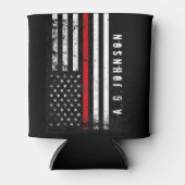Firefighter Styled Distressed American Flag Custom Dosenkühler (Vorderseite)