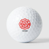 Firefighter Symbol Fireman Logo-Individuelle Name Golfball (Vorderseite)