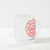 Firefighter Symbol Fireman Logo-Individuelle Name Mattglastasse (VorderseiteRechts)