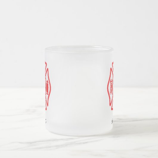 Firefighter Symbol Fireman Logo-Individuelle Name Mattglastasse (Mittel)