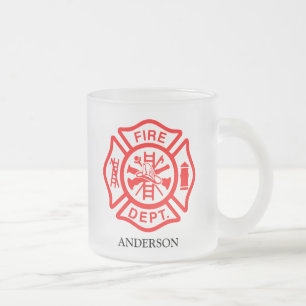 Firefighter Symbol Fireman Logo-Individuelle Name Mattglastasse