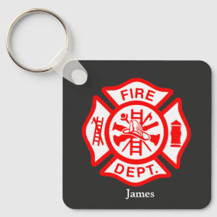Firefighter Symbol Fireman Logo-Individuelle Name Schlüsselanhänger