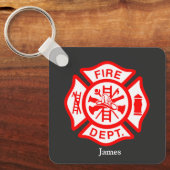 Firefighter Symbol Fireman Logo-Individuelle Name Schlüsselanhänger (Vorderseite)