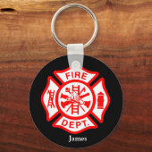 Firefighter Symbol Fireman Logo-Individuelle Name Schlüsselanhänger (Rückseite)