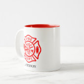 Firefighter Symbol Fireman Logo-Individuelle Name Zweifarbige Tasse (Vorderseite Links)