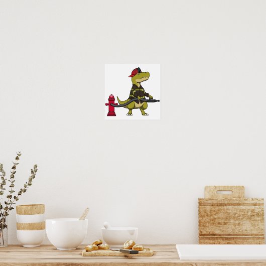FIREFIGHTER T-REX DINOSAUR POSTER DESIGN HERUNTERL (Küche)