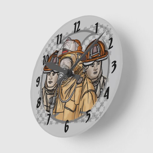 Firefighter Team Clock Runde Wanduhr (Winkel)