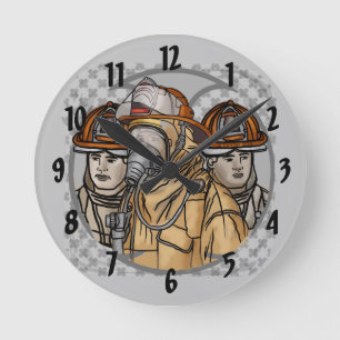 Firefighter Team Clock Runde Wanduhr