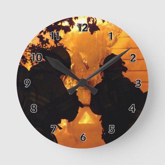 Firefighter Team Runde Wanduhr (Vorderseite)