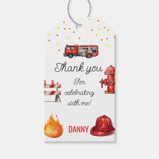 Firefighter-Thema Geschenk Tag Geschenkanhänger (Vorderseite)