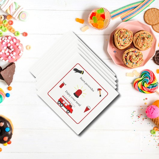 Firefighter-Thema Weißes zweisprachiges Papier Nap Serviette