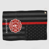 Firefighter Themed American Flag Golfhandtuch (Horizontal)