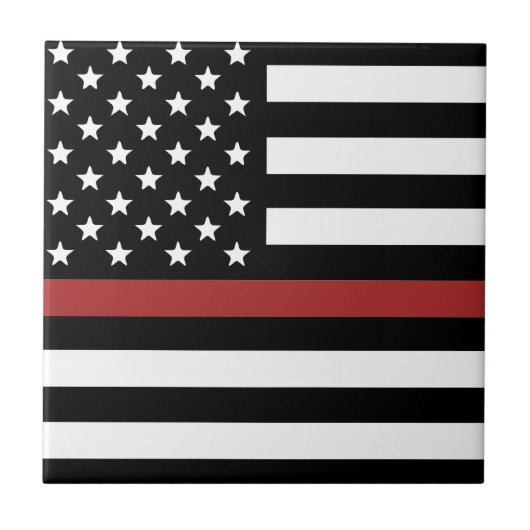 Firefighter Thin Red Line America Flag Fire Rescue Fliese (Vorderseite)