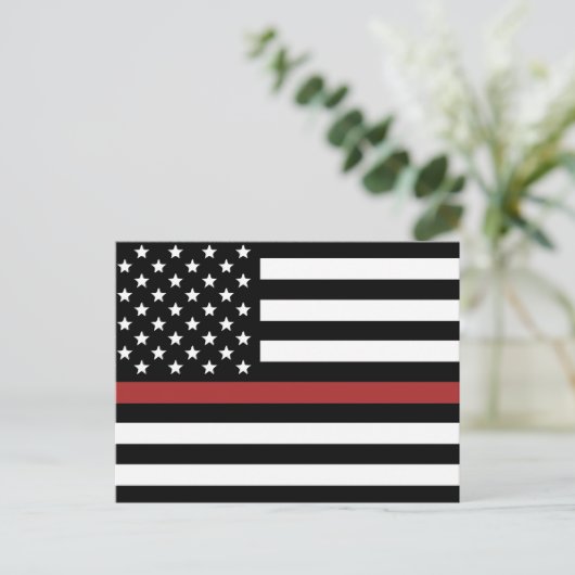 Firefighter Thin Red Line America Flag Fire Rescue Postkarte (Stehend Vorderseite)