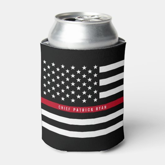 Firefighter Thin Red Line American Flag Monogram Dosenkühler (Kanne Vorderseite)