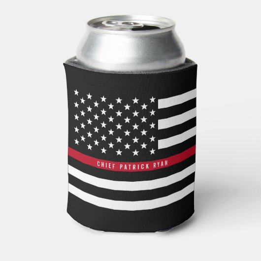 Firefighter Thin Red Line American Flag Monogram Dosenkühler (Kanne Rückseite)