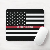 Firefighter Thin Red Line American Flag Name Mousepad (Mit Mouse)