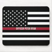 Firefighter Thin Red Line American Flag Name Mousepad (Vorne)