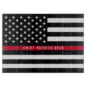 Firefighter Thin Red Line American Flag Name Schneidebrett