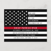 Firefighter Thin Red Line American Flag Retirement Postkarte (Vorderseite)